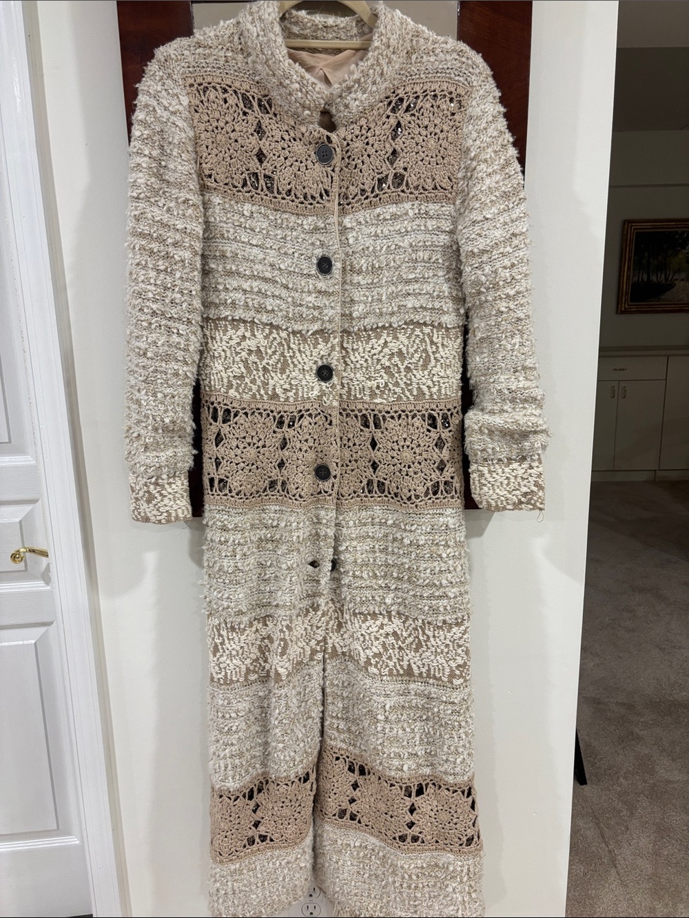 Free People embellished mixed media sweater coat